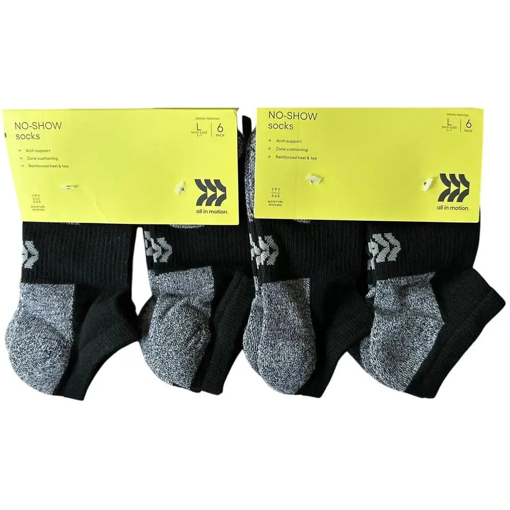 All In Motion Kids’ No-Show Socks 2 Packs (12 Pairs) Size L (Shoe 3–7)